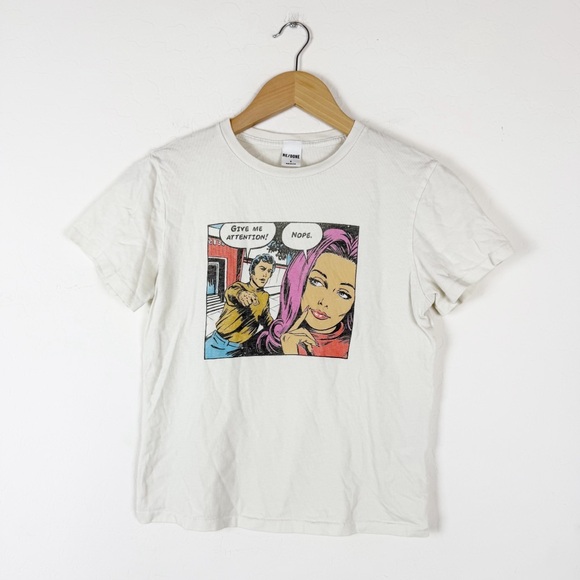 Re/Done Classic Nope Tee Shirt Vintage White Cotton - Picture 3 of 8